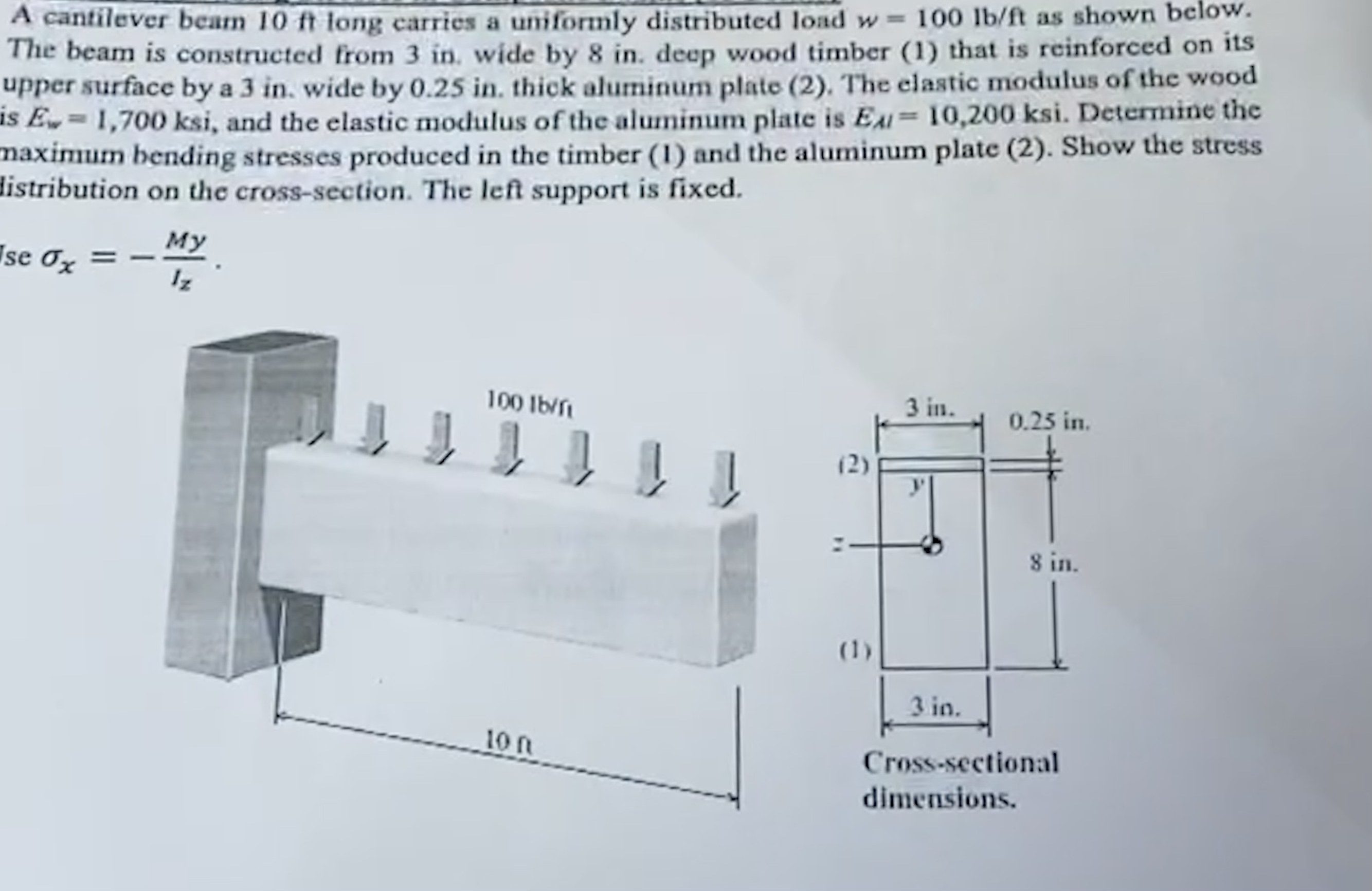 A cantilever beam 1 0 f t long carries a