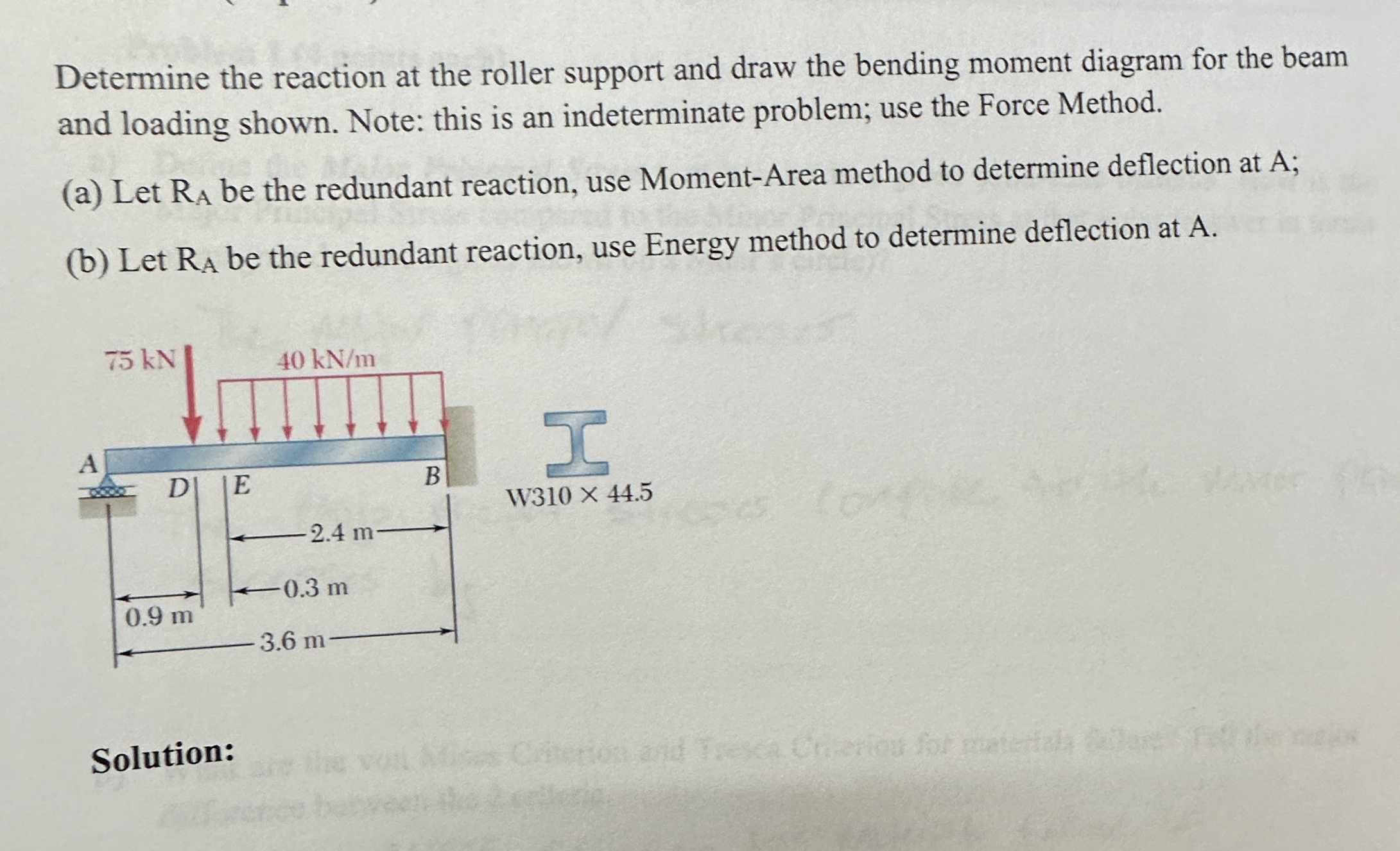 Determine the reaction at the roller support and