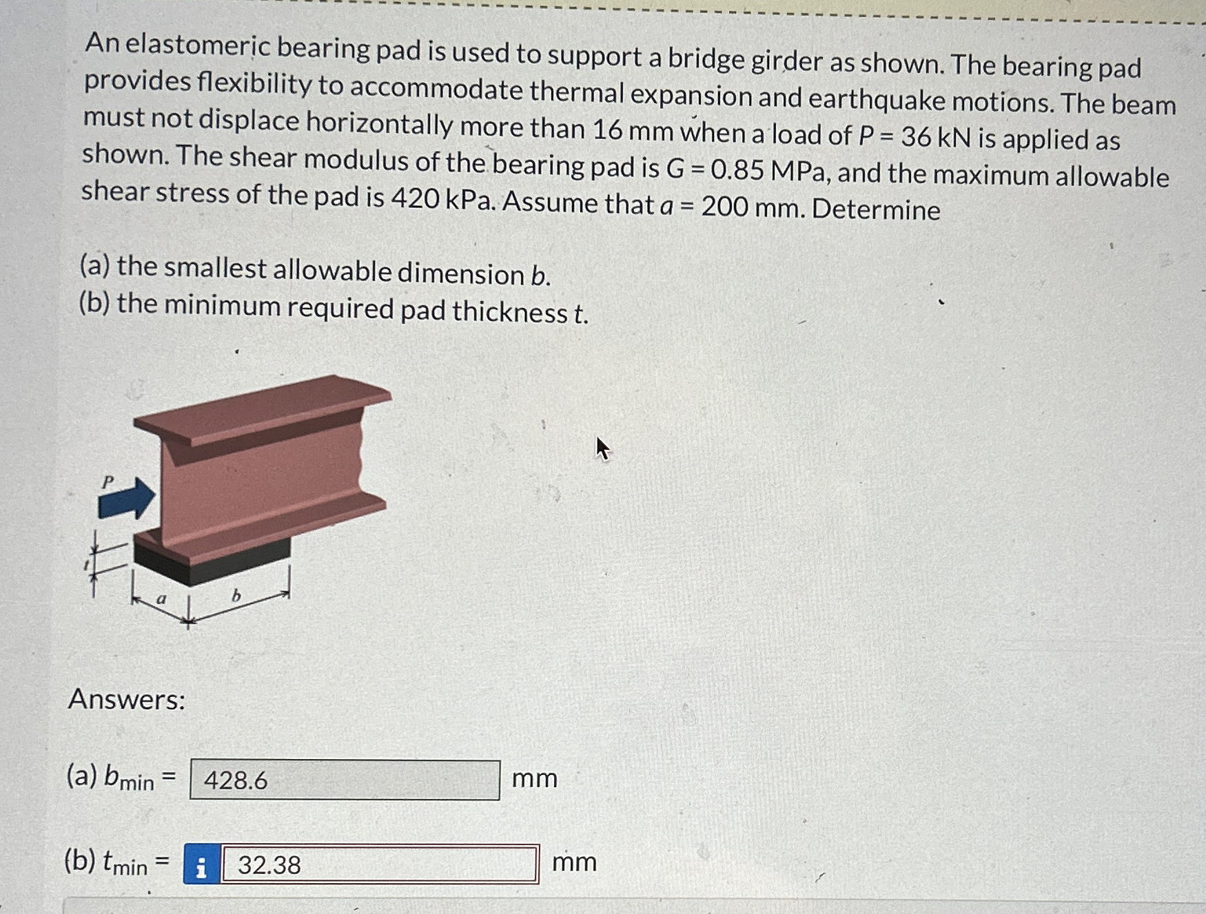 An elastomeric bearing pad is used to support a