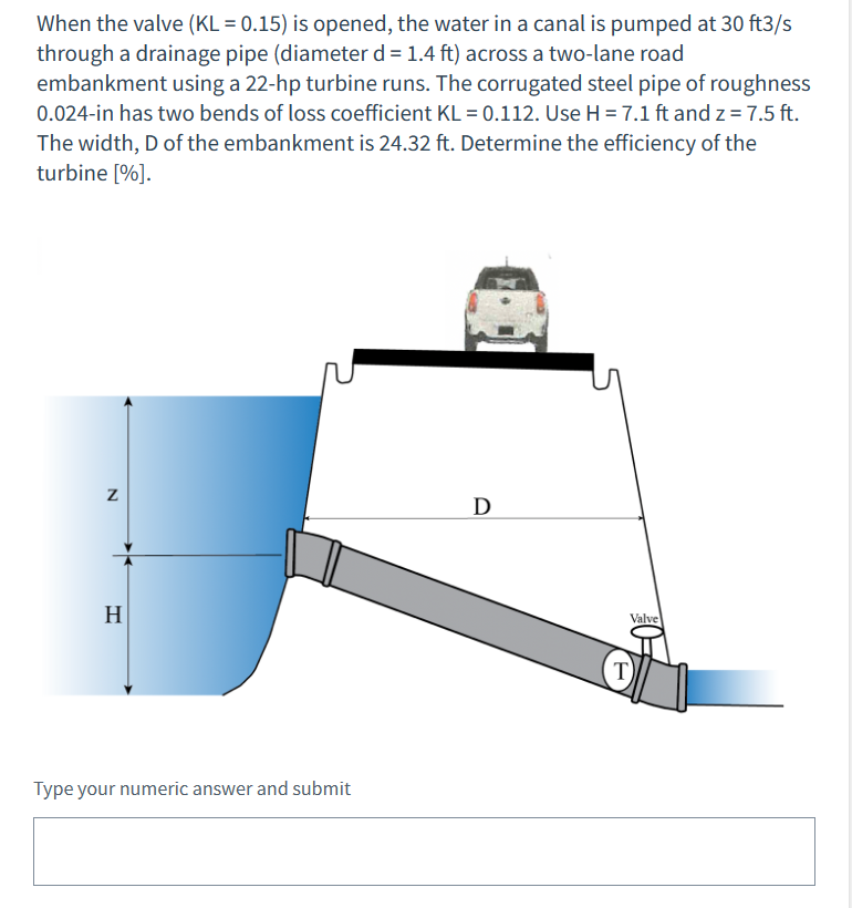 When the valve ( KL = 0 . 1 5 ) is opened, the