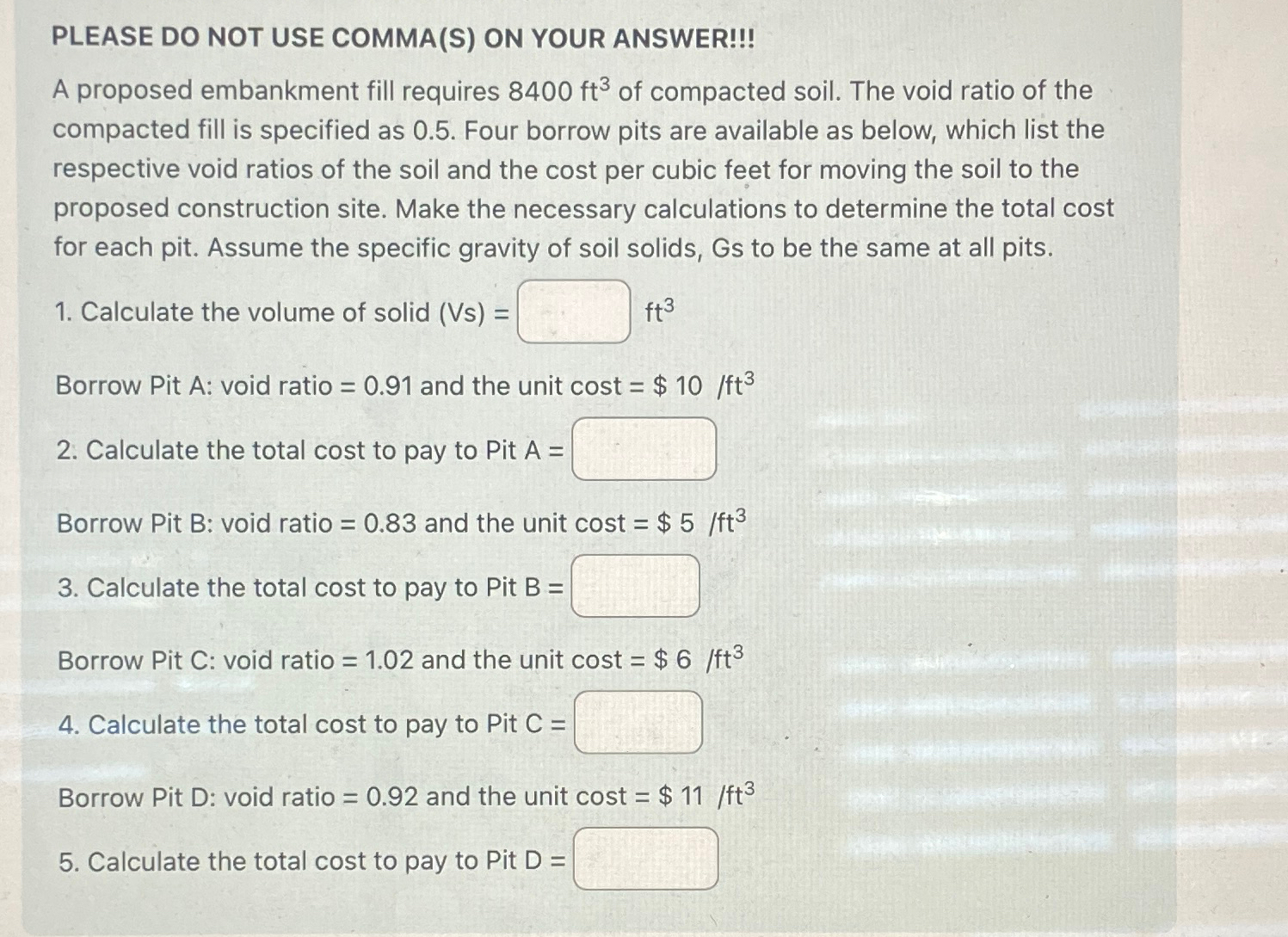 PLEASE DO NOT USE COMMA ( S ) ON YOUR ANSWER!!! A