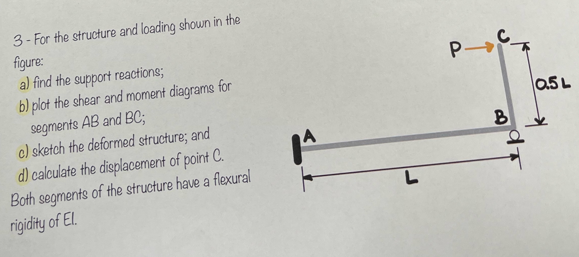 3 - For the structure and loading shown in the