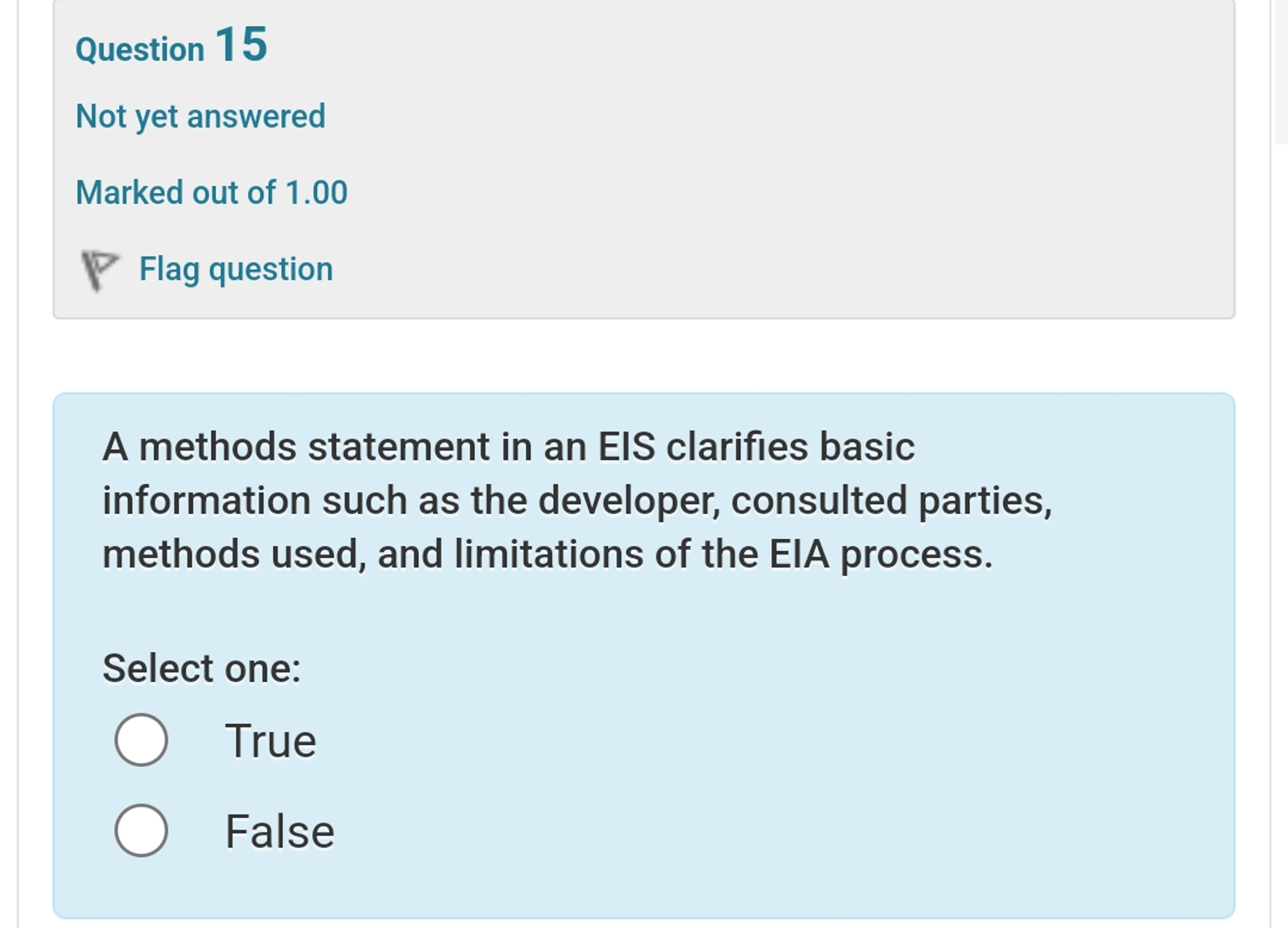 A methods statement in an EIS clarifies basic