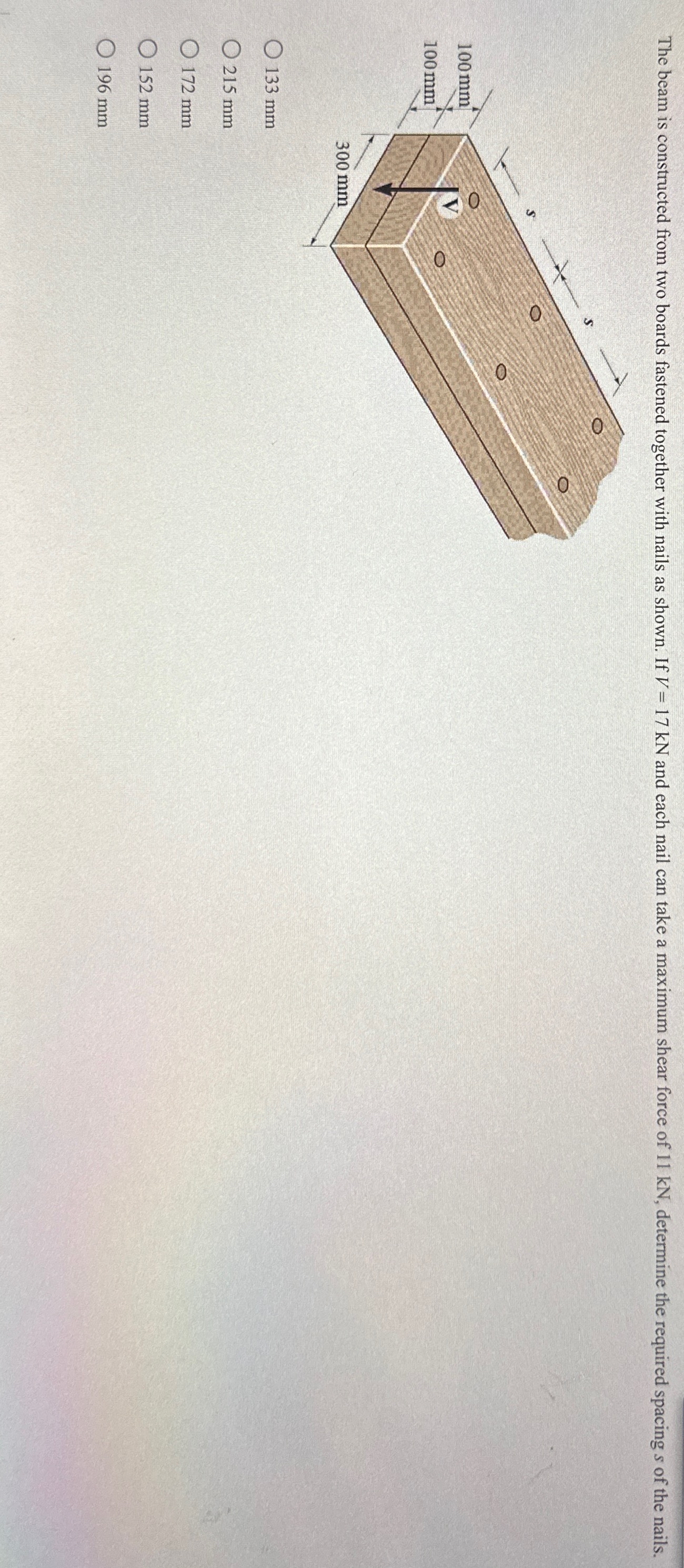 The beam is constructed from two boards fastened