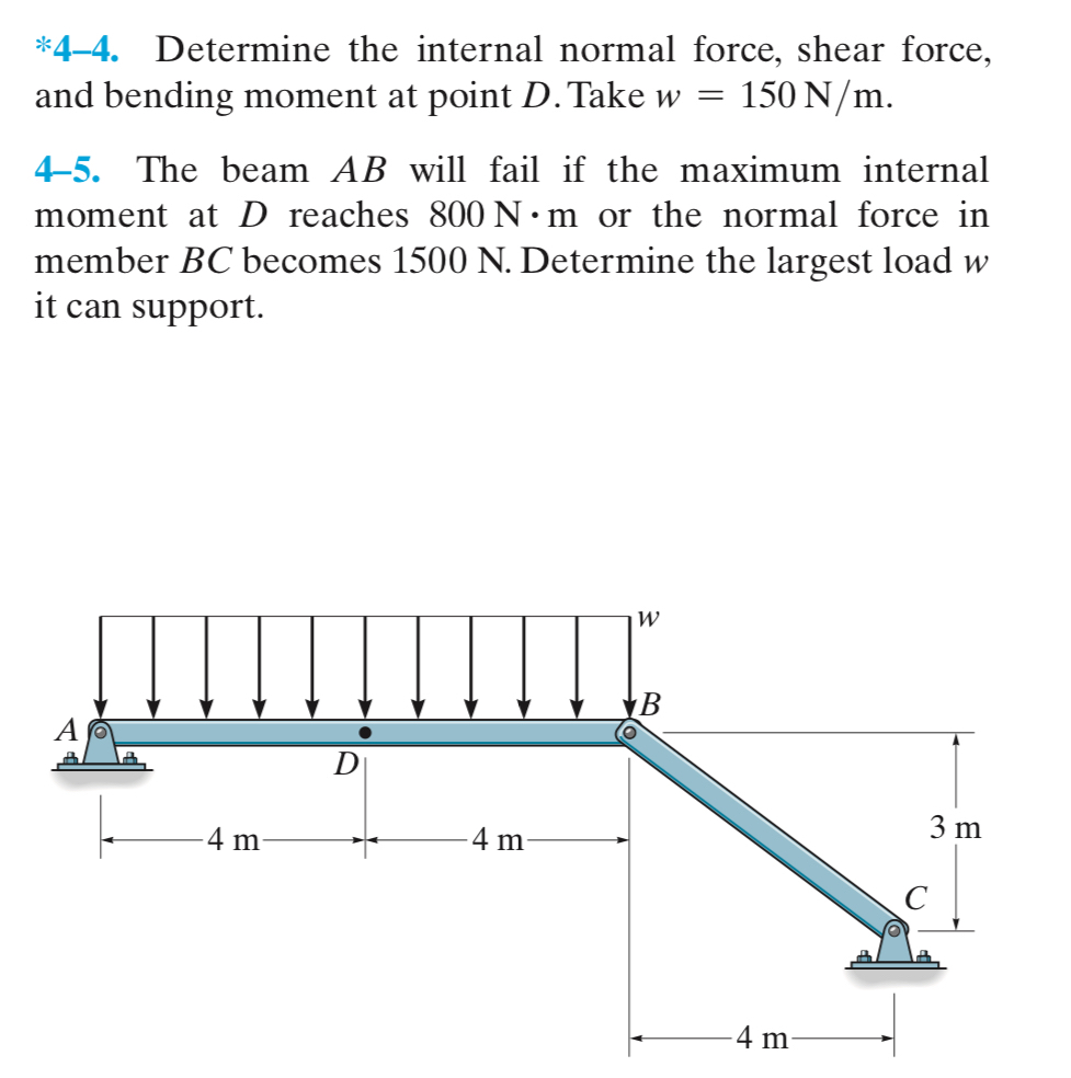 * 4 - 4 . Determine the internal normal force,