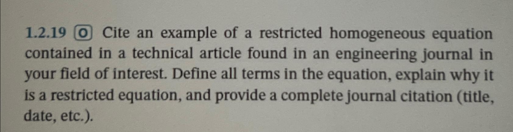 1 . 2 . 1 9 0 Cite an example of a restricted