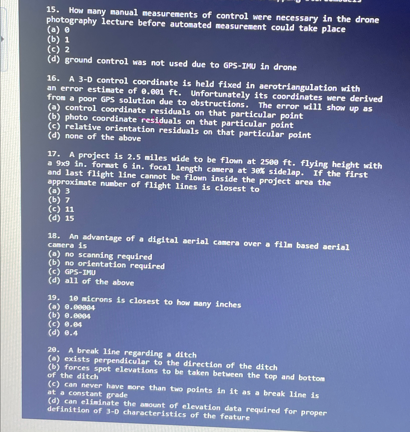How many manual measurements of control were