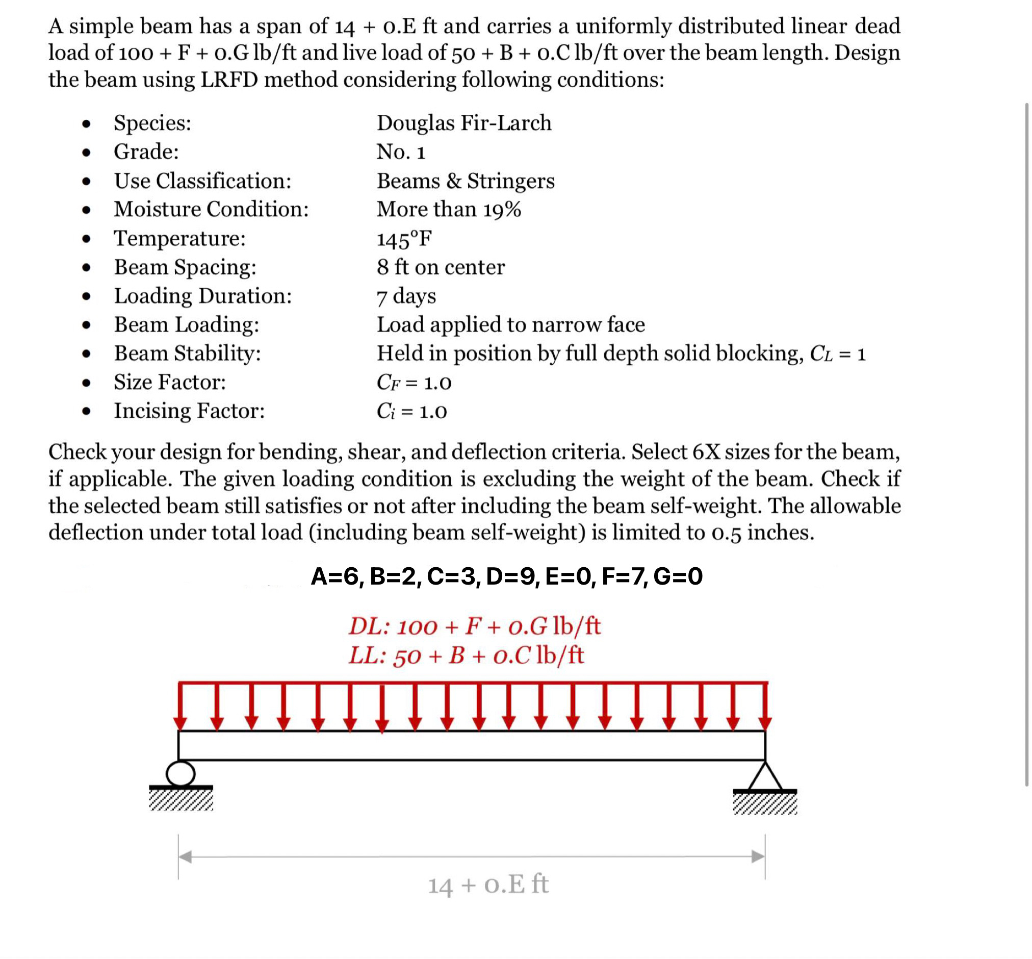 A simple beam has a span of 1 4 + 0 . Eft and
