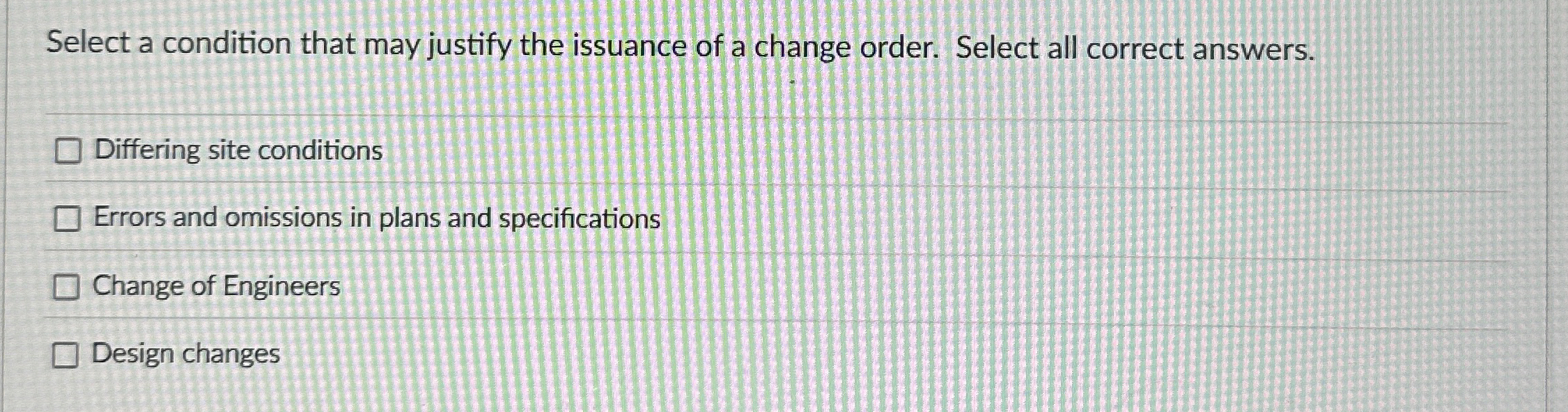 Select a condition that may justify the issuance