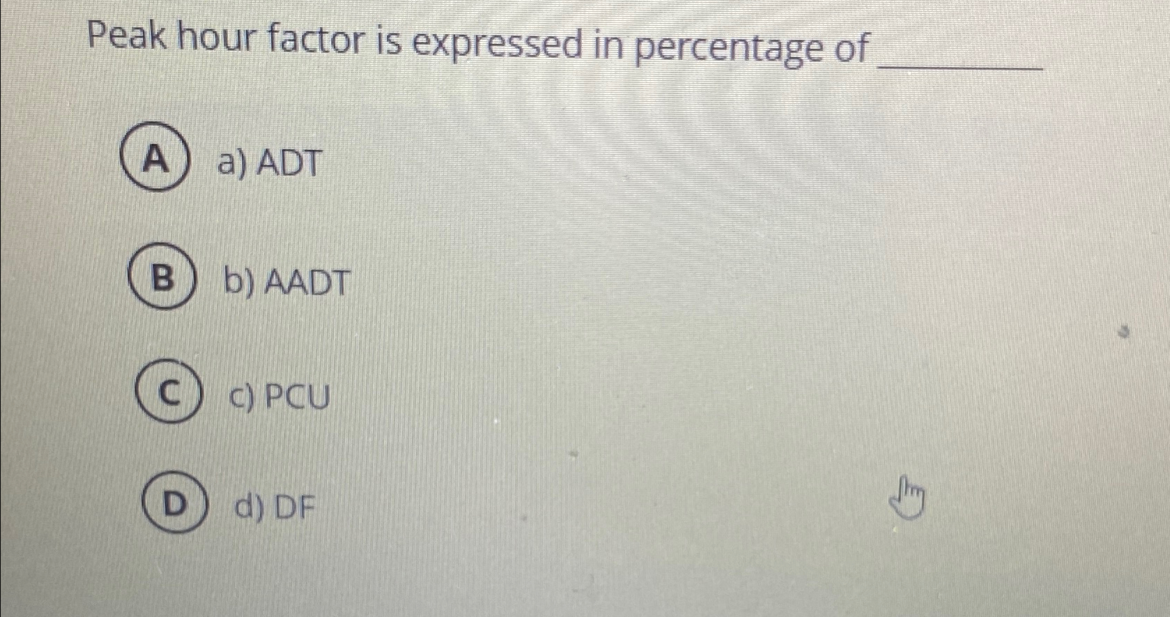 Peak hour factor is expressed in percentage of q