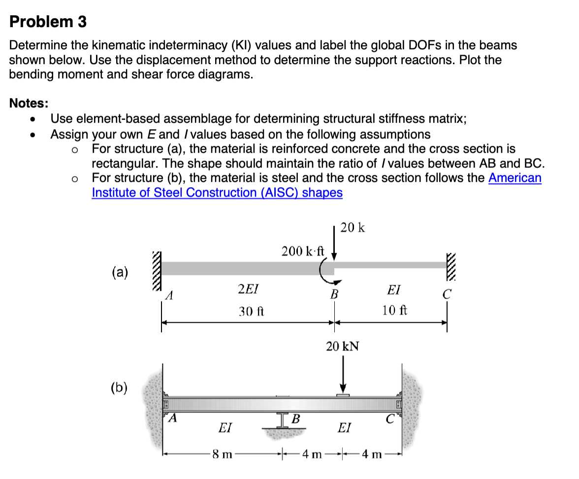Problem 3 Determine the kinematic indeterminacy (