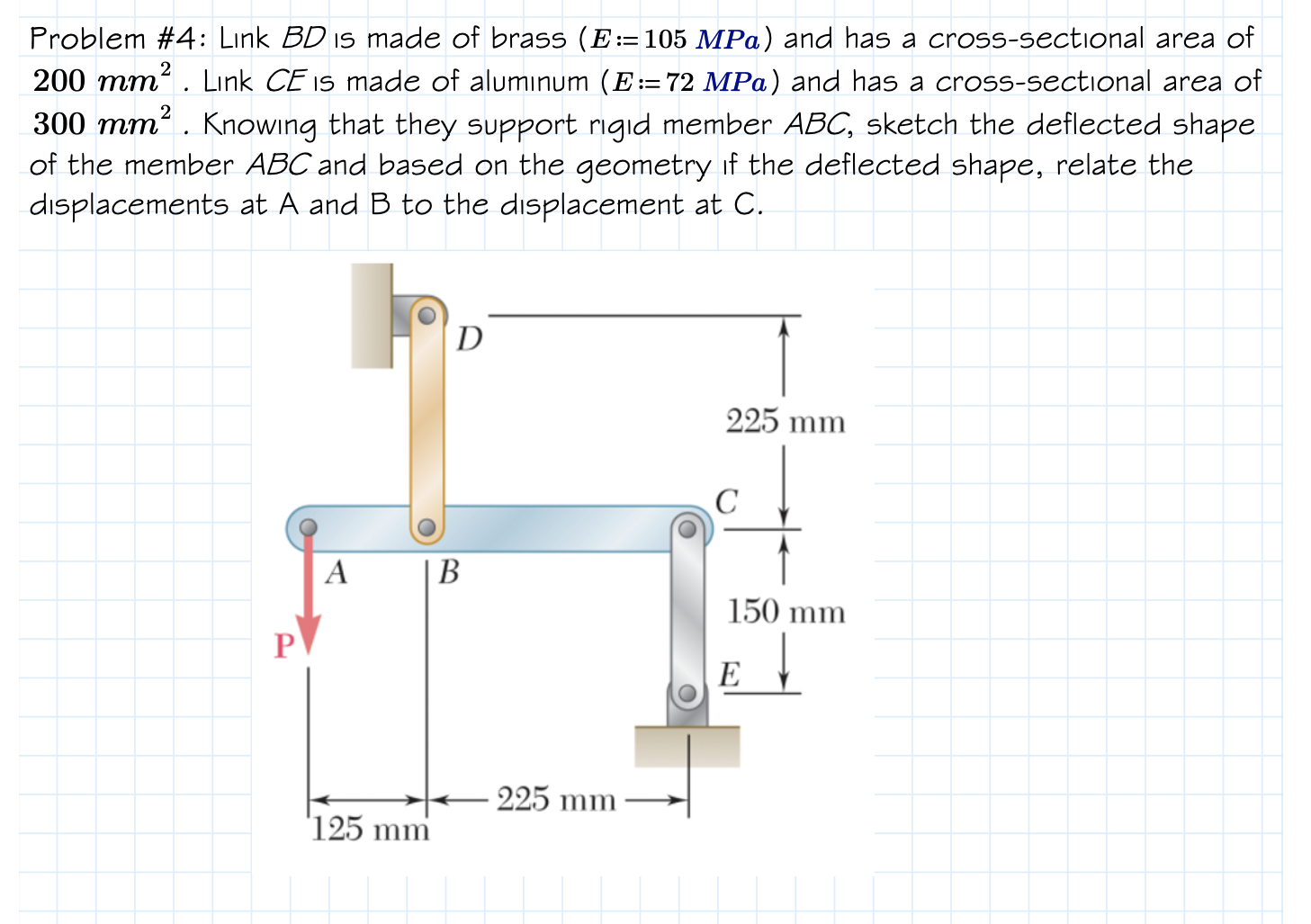 Problem # 4 : Link B D is made of brass ) and has