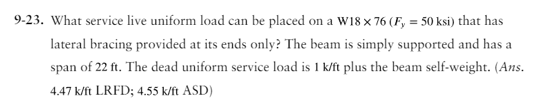 Problem 9 - 2 3 Do only LRFD . Address only