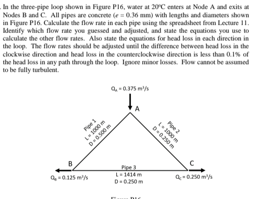 In the three - pipe loop shown in Figure P 1 6 ,