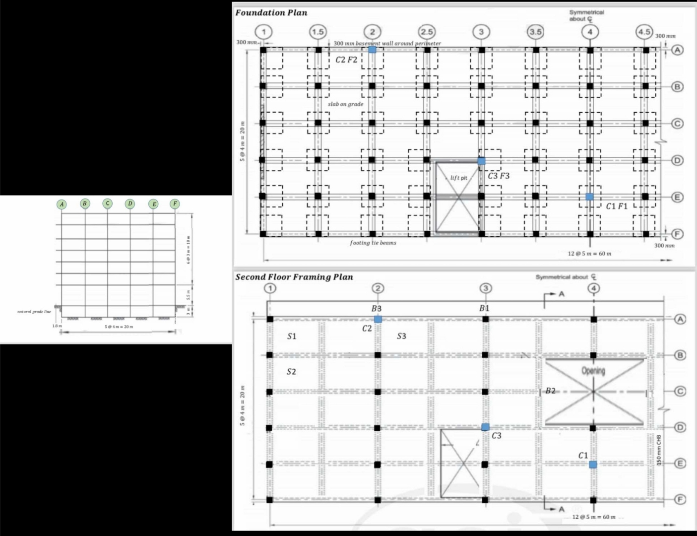 Second Floor Framing Plan Symmetrical about Q