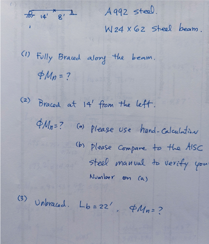 W 2 4 6 2 steel beam. ( 1 ) Fully Braced along