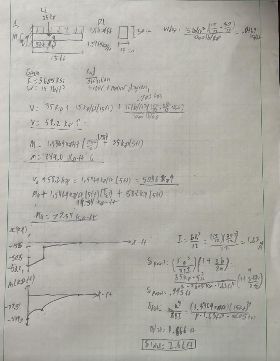 1 . Draw the shear and bending moment diagrams