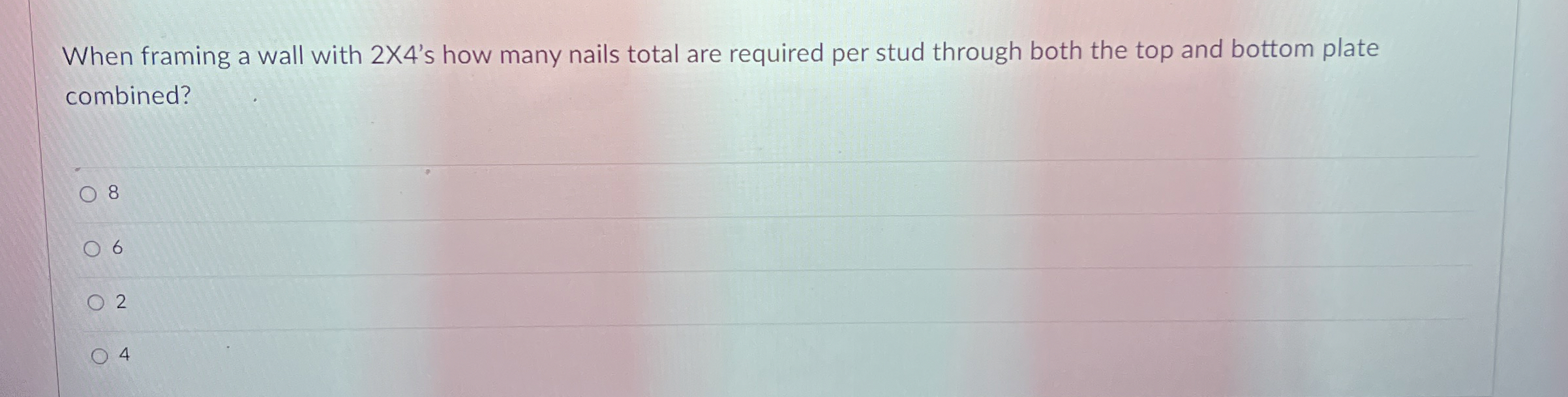 When framing a wall with 2 4 ' s how many nails