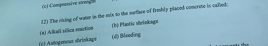 ( c ) Compressive strength The rising of water in