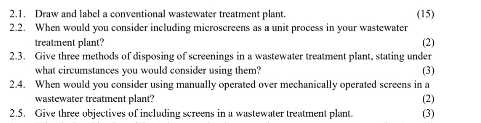 2 . 1 . Draw and label a conventional wastewater