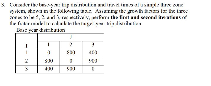 Consider the base - year trip distribution and