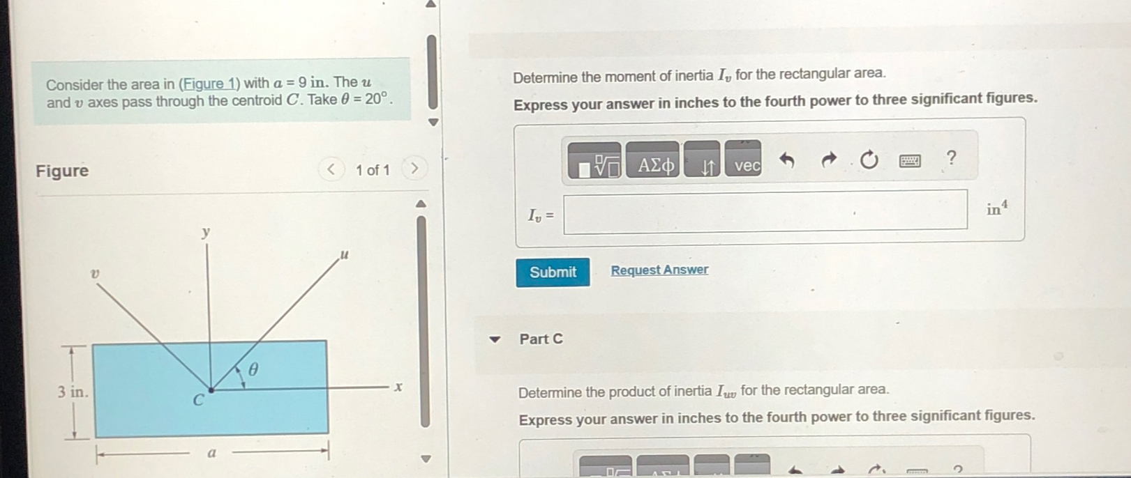 Consider the area in ( Figure 1 ) with a = 9 i n