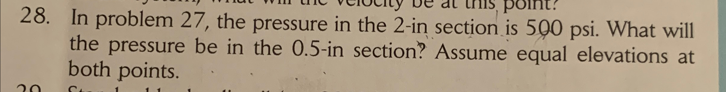 In problem 2 7 , the pressure in the 2 - in