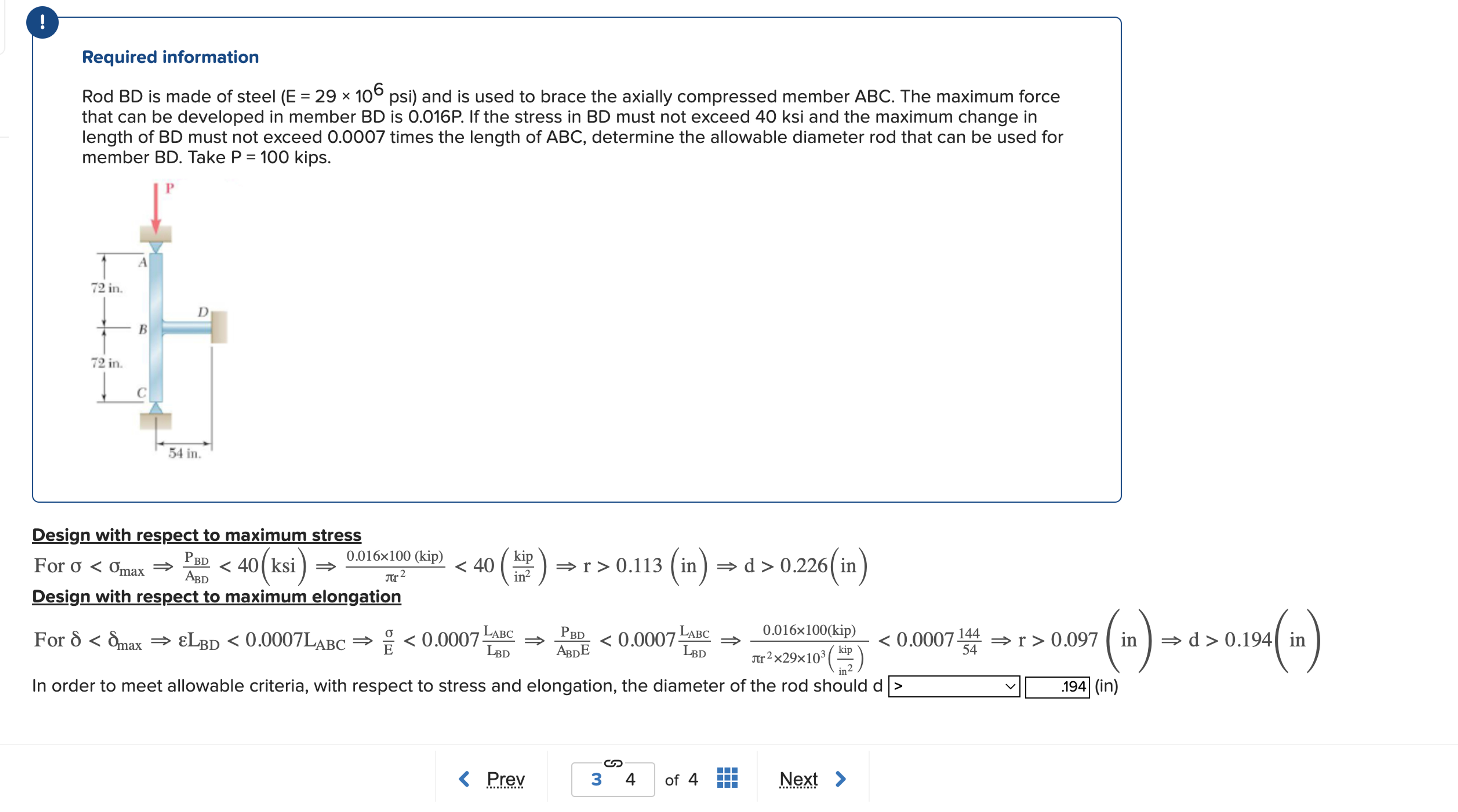 Required information Rod B D is made of steel ( E