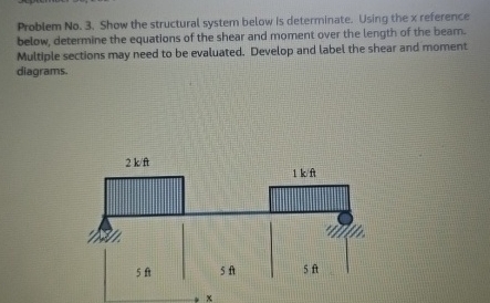 Problem No . 3 . Show the structural system below