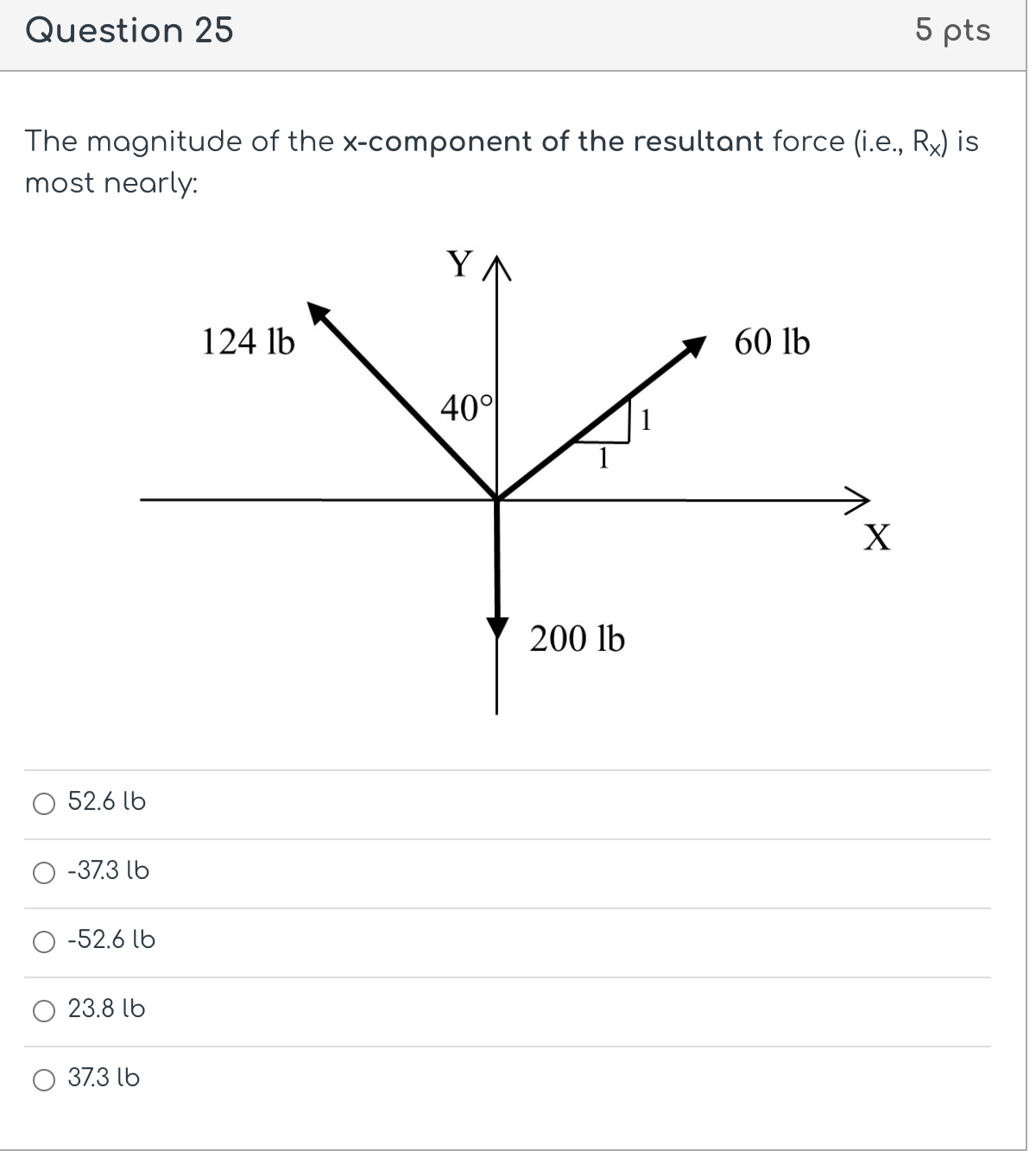 Question 2 5 The magnitude of the x - component