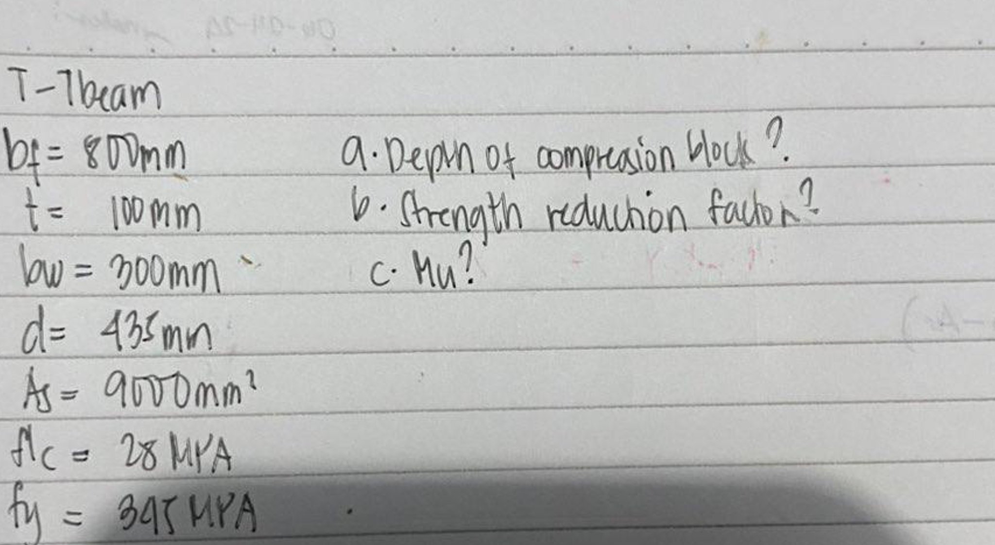 T - Tbeam b f = 8 0 m m a . Depin of compresion