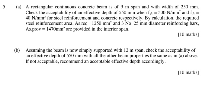 ( a ) A rectangular continuous concrete beam is