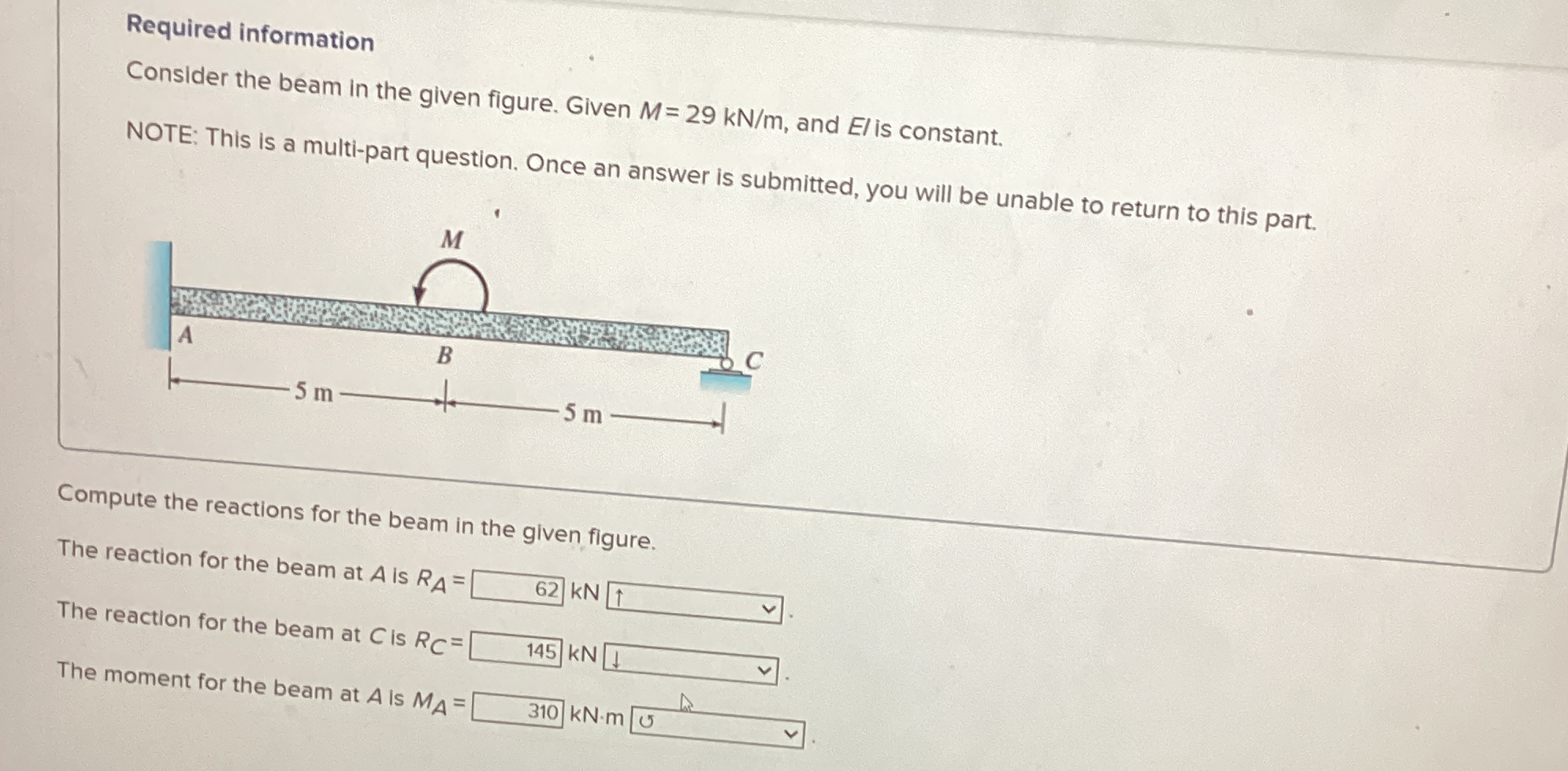 Required information Consider the beam in the