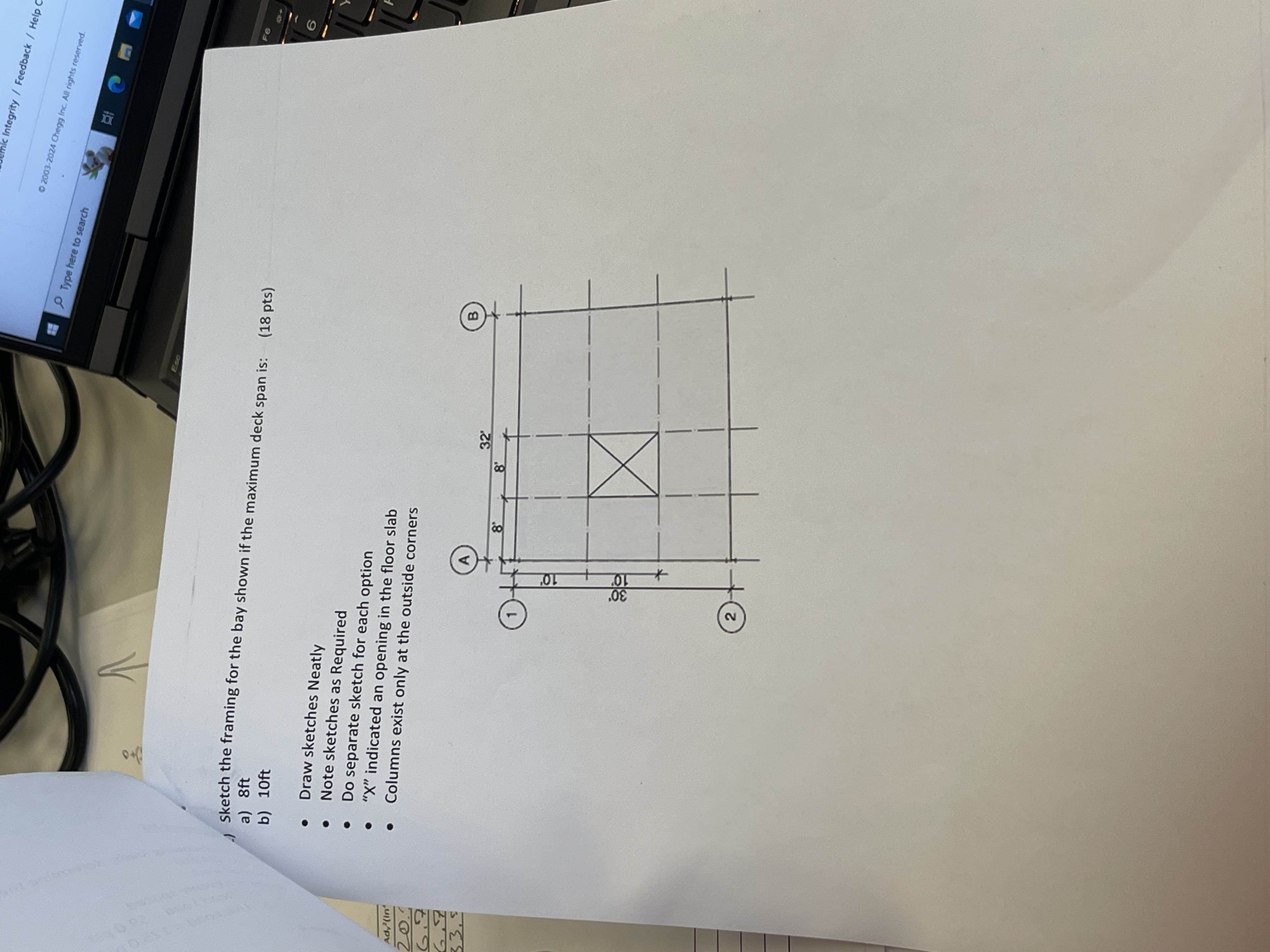 a ) 8 f t b ) 1 0 f t Draw sketches Neatly Note