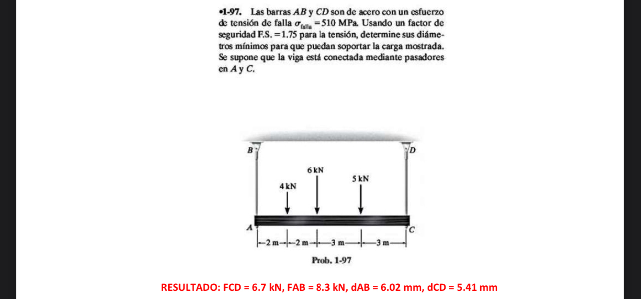 1 - 9 7 . Las barras A B y C D son de acero con
