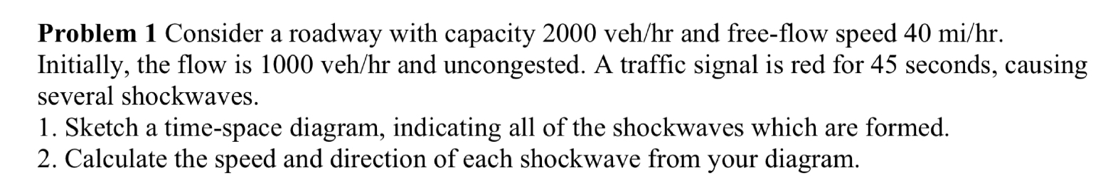 Problem 1 Consider a roadway with capacity 2 0 0
