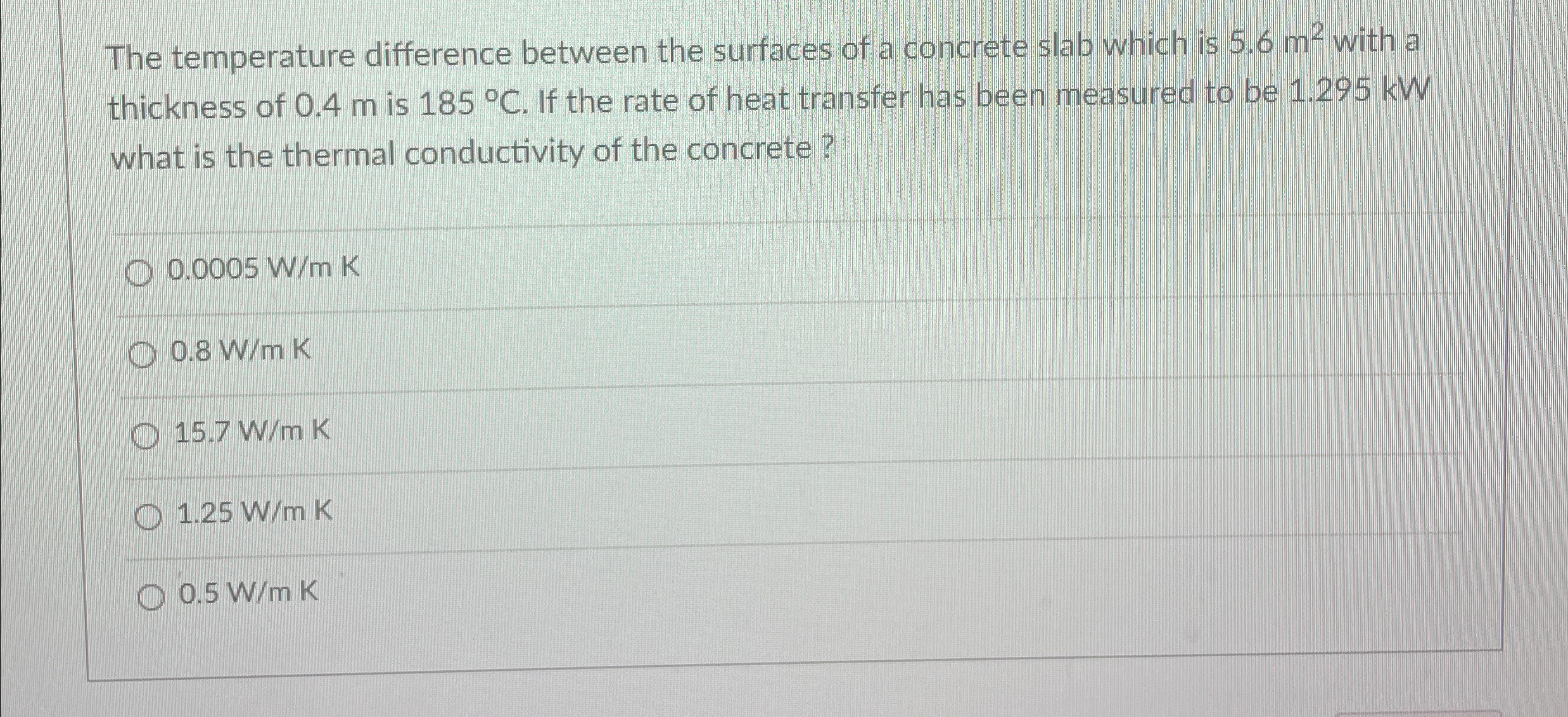 The temperature difference between the surfaces