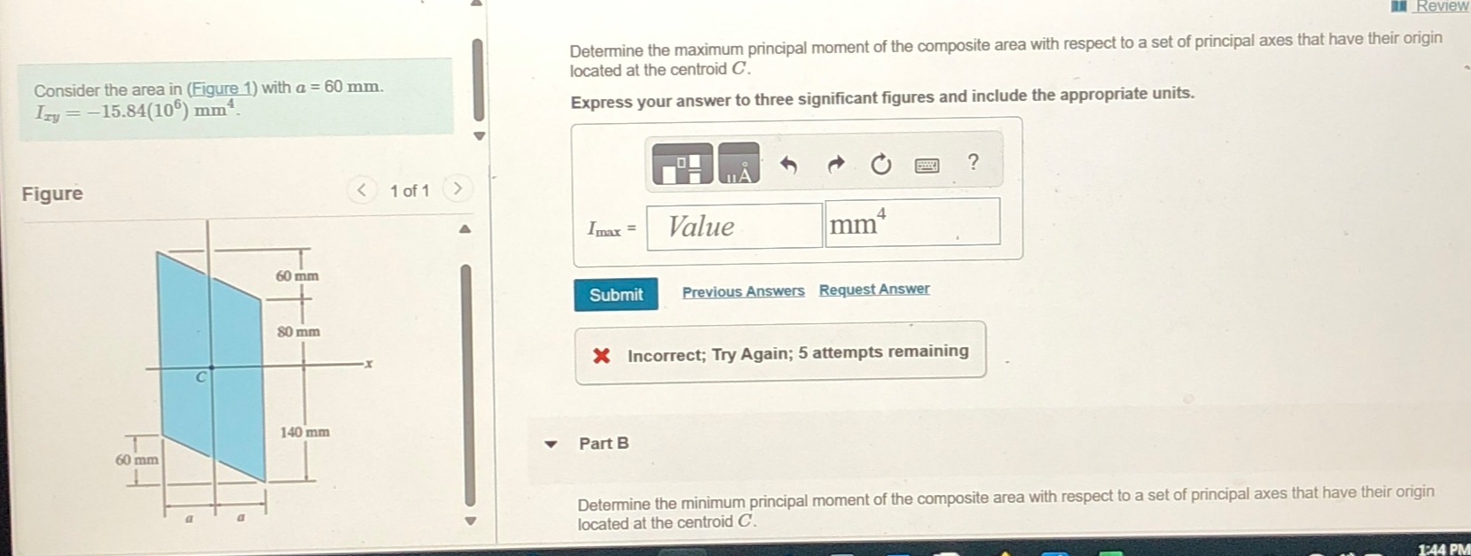 Review Consider the area in ( Figure 1 ) with a =