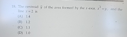 The centroid ? b a r ( y ) of the area formed by