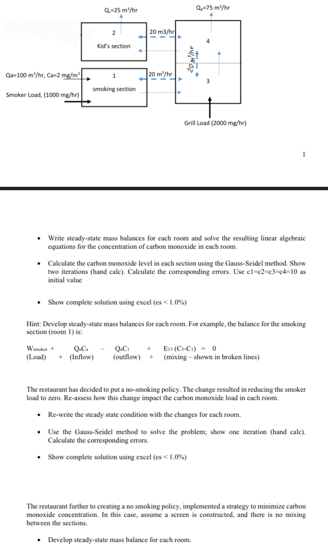 1 Write steady - state mass balances for each