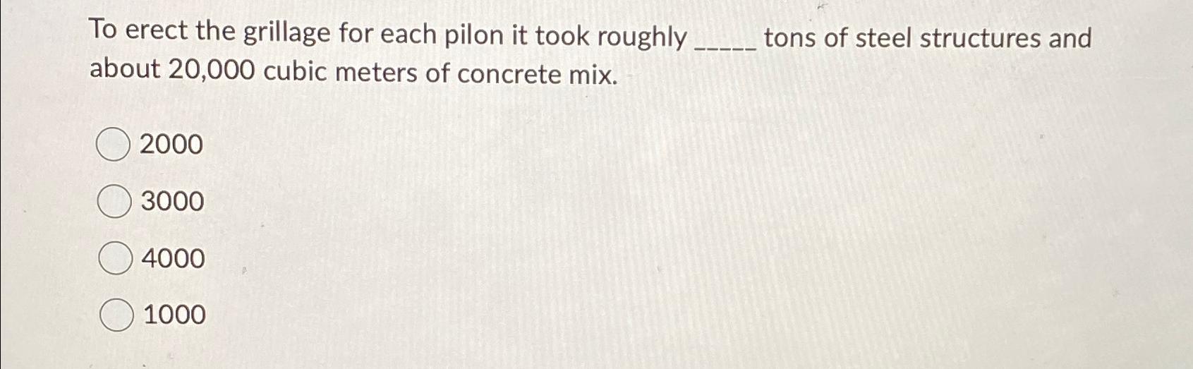 To erect the grillage for each pilon it took