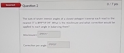 Question 2 0 7 p t s The sum of sewen interior
