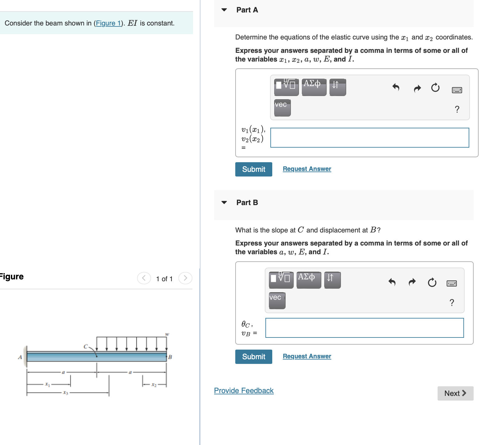 Consider the beam shown in ( Figure 1 ) . E I is
