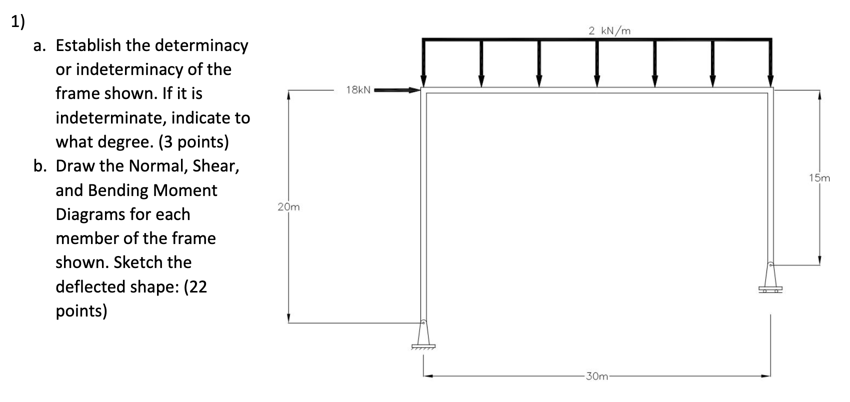 solve 1 ) a . Establish the determinacy or