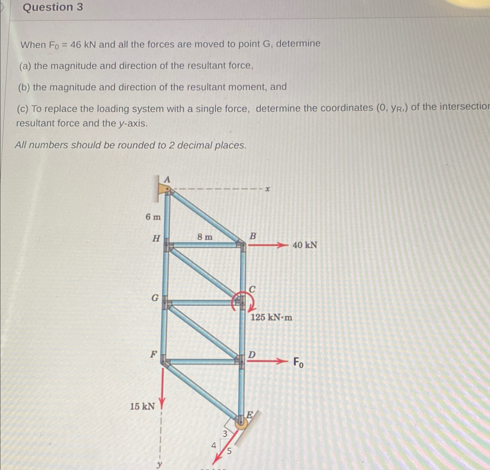 Question 3 When F 0 = 4 6 k N and all the forces