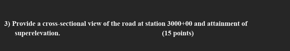Provide a cross - sectional view of the road at