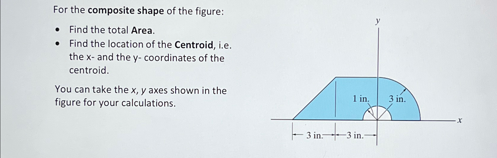 For the composite shape of the figure: Find the