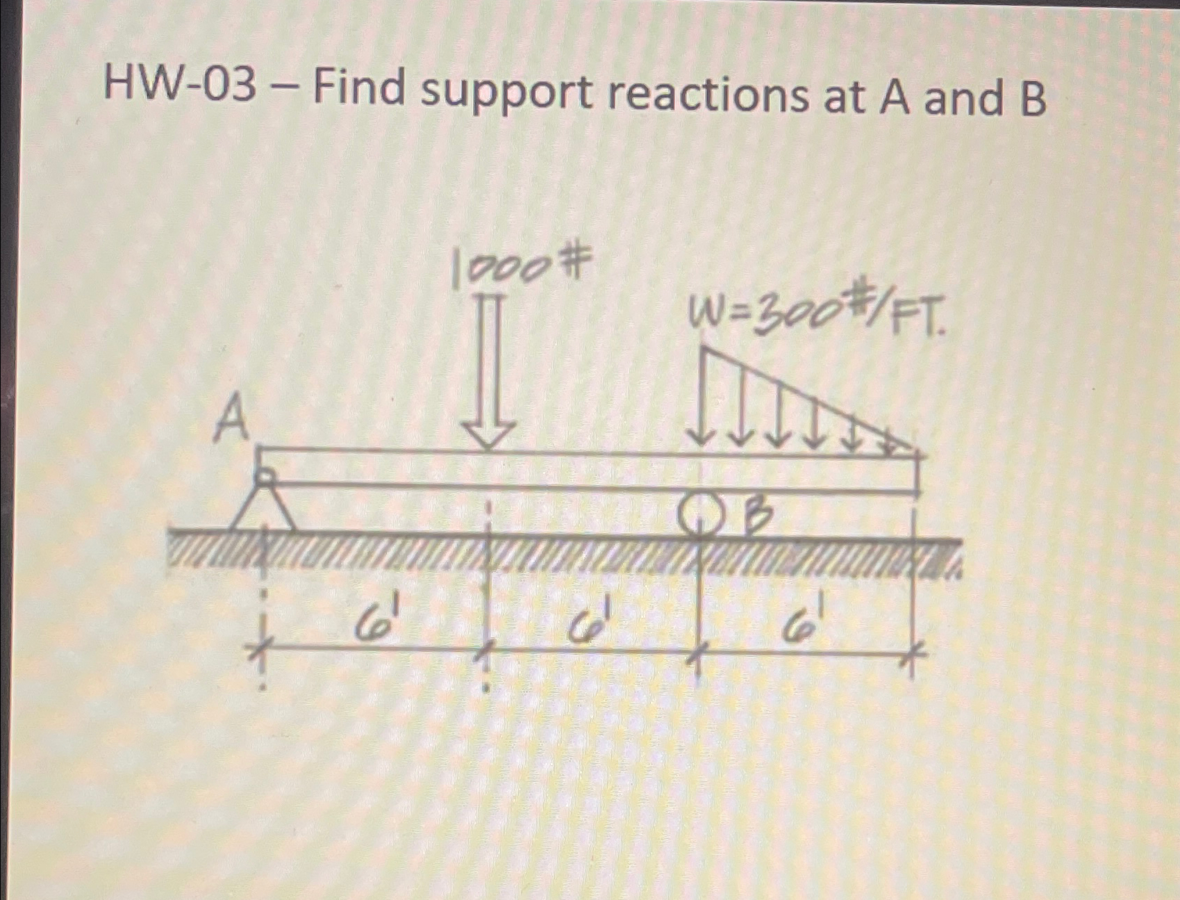 HW - 0 3 - Find support reactions at A and B