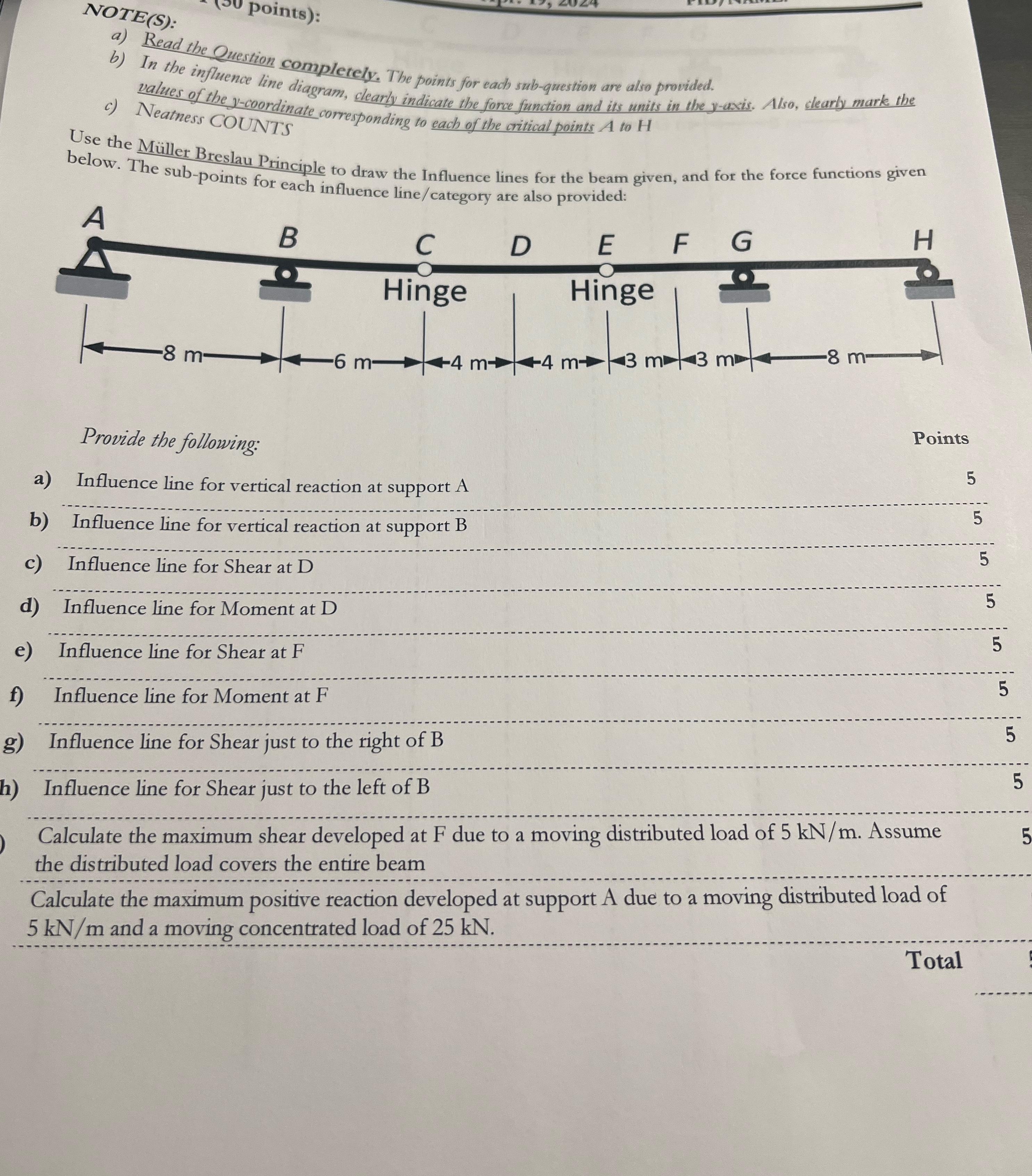 NOTE ( S ) : a ) Read the Question completely.