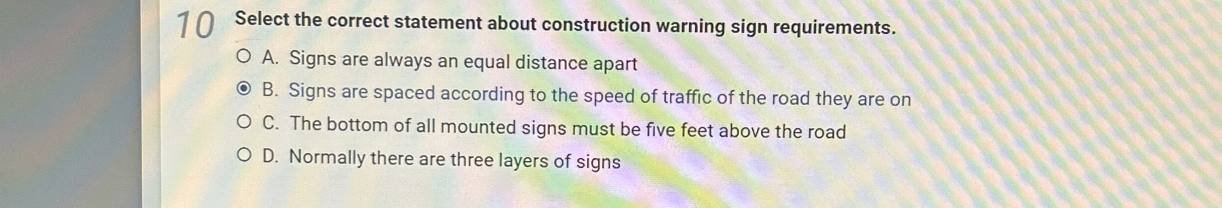 1 0 Select the correct statement about